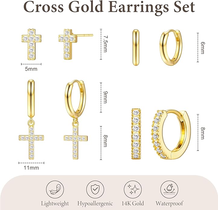 Small Gold Huggie Hoop Earrings Set for Women Men Hypoallergenic 14K Plated Stack Cartilage Earrings, Multiple Piercing Lightweight Mini Thin Cute Dainty Trendy Jewelry Set Christmas Gifts for Women