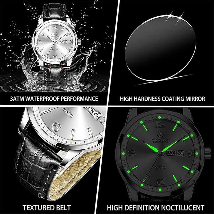Watches for Men Adjustable Large Arabic Numerals Mens Watches Waterproof Band with Date Popular Quartz Men's Wrist Watch