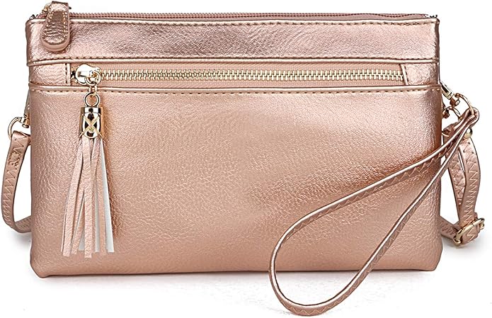 Solene Women's Lightweight Multi Compartment Wristlet Clutch Wallet Crossbody Bag