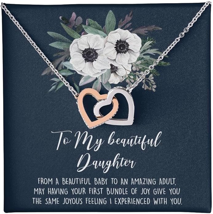 VIRAGIL To My Daughter Gift Necklace From Dad or Mom - Badass Daughter Jewelry With Heartfelt Message & Elegant Box