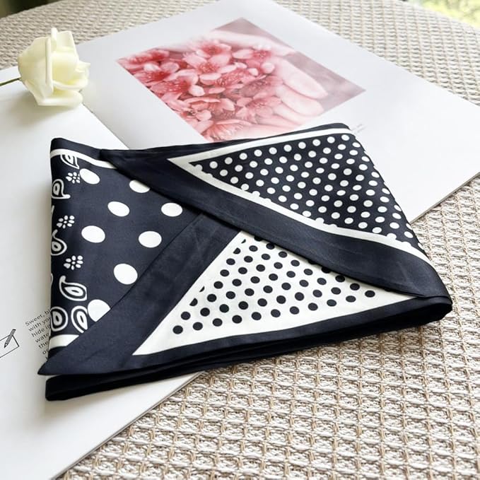 Silk Head Scarf for Hair Fashion Headwrap for Women Lightweight Neck Tie