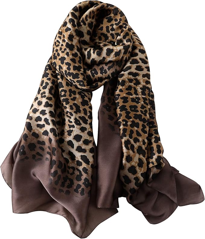 NUWEERIR Womens 100% Large Mulberry Silk Scarf Long Satin Scarf Fashion Lightweight Wraps