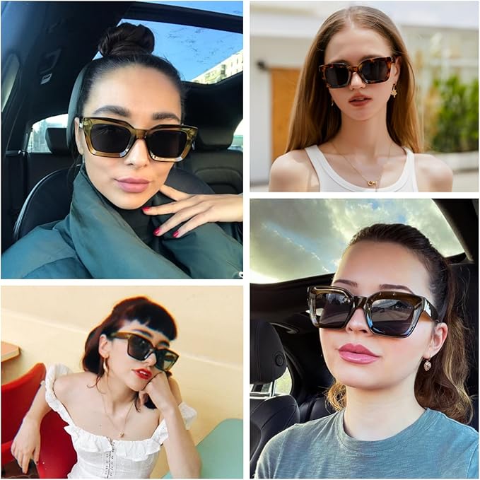 FEISEDY Classic Women Sunglasses Fashion Thick Square Sun Glasses Chunky Frame UV400 B2471