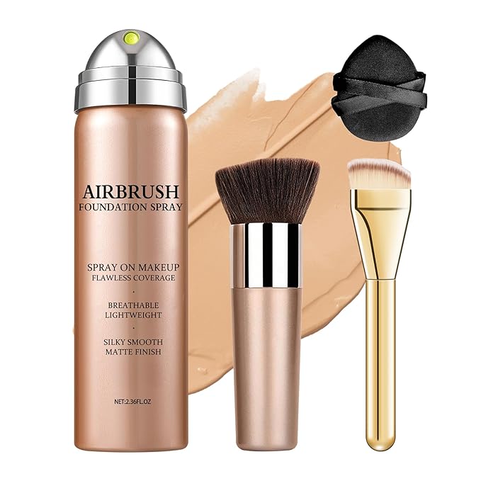 Air Brush Makeup Foundation,Silk Flawless Airbrush Makeup,Buildable Coverage Foundation for Older Women,Teenagers,Middle-aged,Moisturizing Ingredients for Smooth Radiant Skin (02 Beige)
