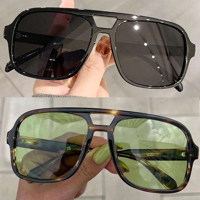 Retro Aviator Sunglasses for Women Men Trendy Classic 70s Square Aviator Sun Glasses Vintage Shades