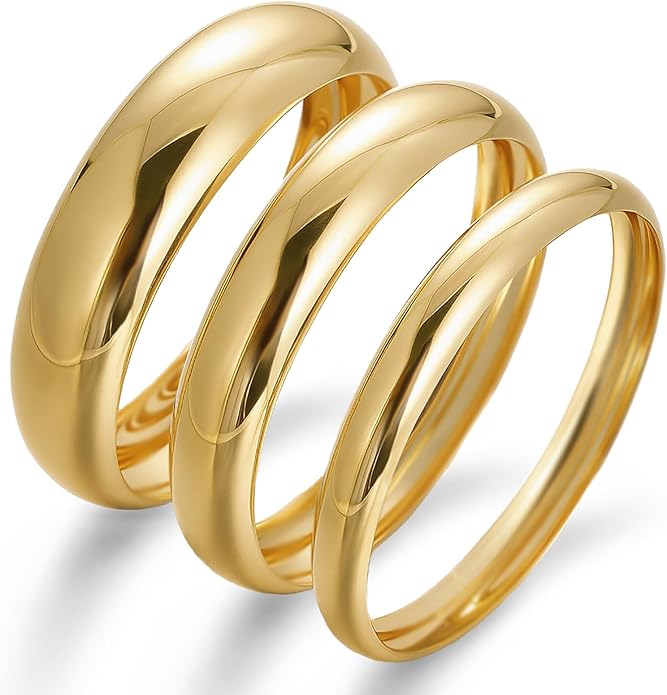 Chunky Gold Bangle Bracelets for Women, Dainty 14k Gold Plated Big Stackable Bangles Set, Trendy Statement Cuff Bracelet Stack Fashion Jewelry Christmas Gifts