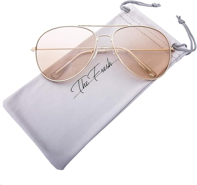The Fresh Classic Aviator Frame Light Color Lens XL Oversized Sunglasses Gift Box
