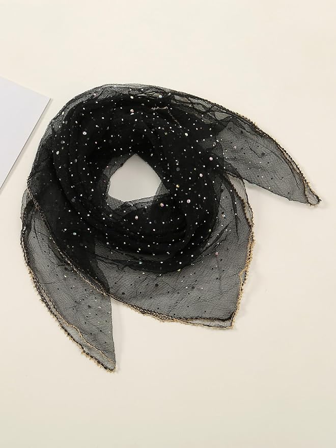 Floerns Women's Flower Embroidery Hair Scarf Headband Sheer Lace Hair Bandana