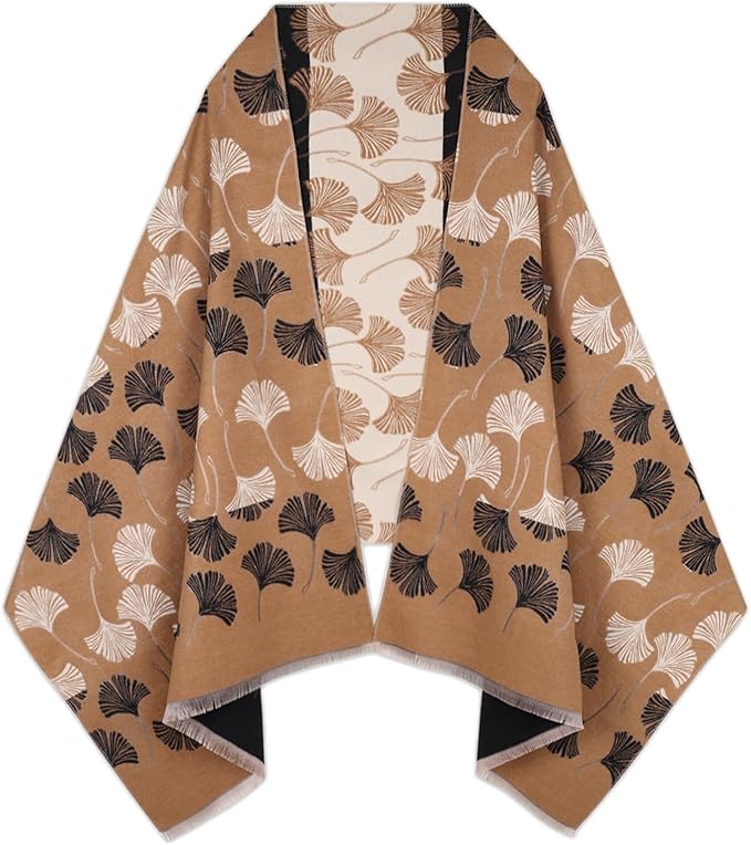 EXTREE Scarfs for Women Pashmina Silky Shawl Wrap for Evening Dressing Blanket Open Front Poncho Cape