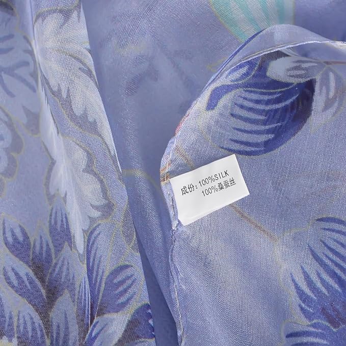 100% Mulberry Silk Women's Neck Silk Scarf-Lightweight Shawl,FLoral Print Beach Silk Wrap-Scarves for Photography