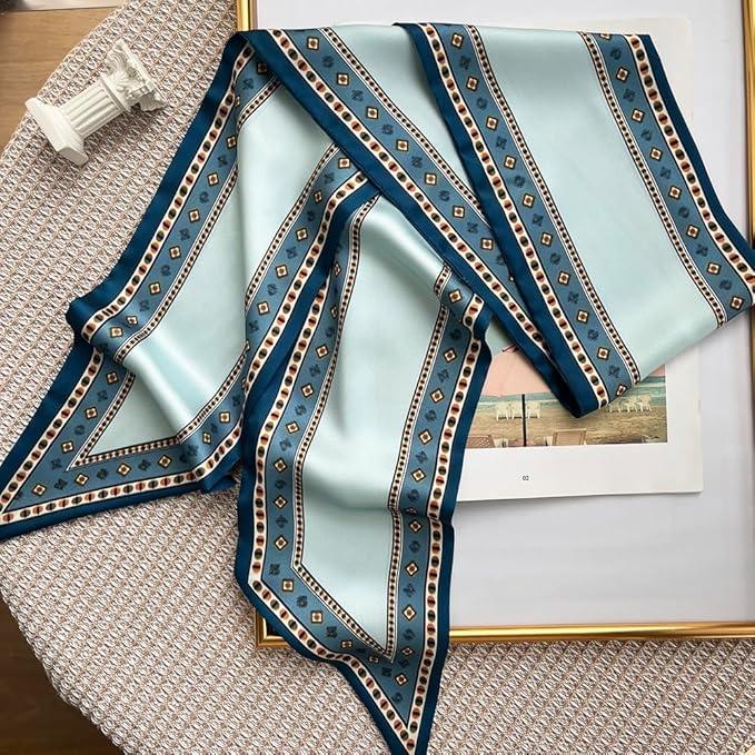 Silk Head Scarf for Hair Fashion Headwrap for Women Lightweight Neck Tie