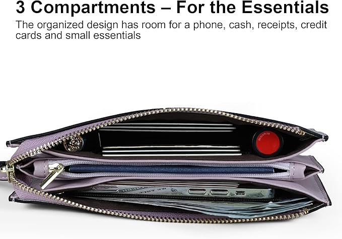 befen Genuine Leather Wristlet Clutch for Women Ultra-Slim Ladies Credit Card Holder Wallet Purses with RFID Protection