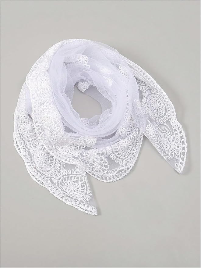 Floerns Women's Flower Embroidery Hair Scarf Headband Sheer Lace Hair Bandana