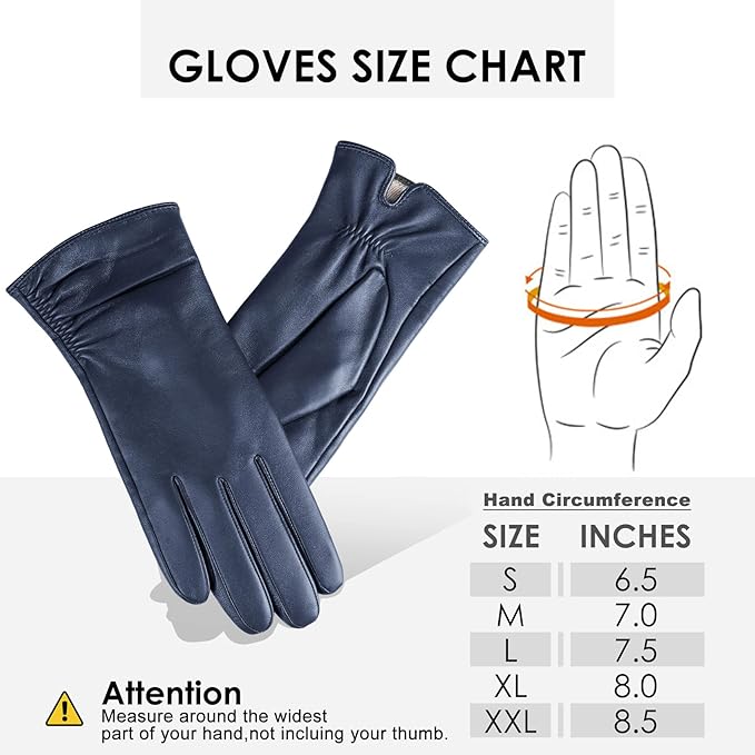 Dsane Womens Winter Leather Touchscreen Texting Warm Driving Lambskin Pure Genuine leather Gloves