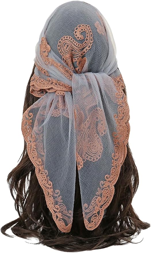 Floerns Women's Flower Embroidery Hair Scarf Headband Sheer Lace Hair Bandana
