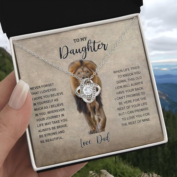 VIRAGIL To My Daughter Gift Necklace From Dad or Mom - Badass Daughter Jewelry With Heartfelt Message & Elegant Box
