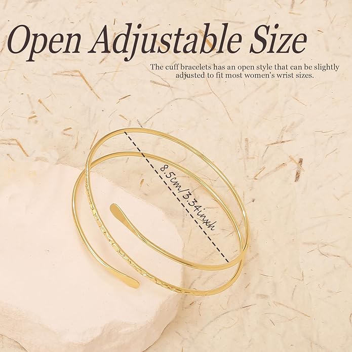 BROCC 2PCS Gold Coil Swirl Upper Arm Bracelet for Women Open Upper Arm Cuff Bangle Armlet Gold Silver Adjustable Armband Bracelet Set