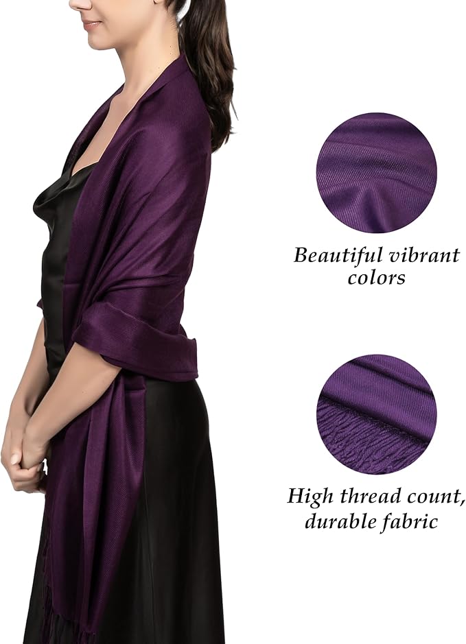 Achillea Soft Silky Pashmina Scarf for Women – Shawl Wrap for Evening Dresses, Bridesmaids, Weddings & Everyday Wear