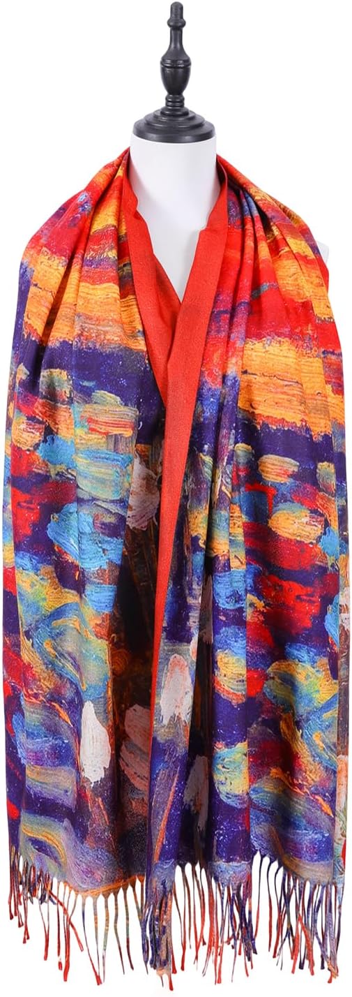 Scarf Shawl Wraps for Women Pashmina Soft Cashmere Scarf Printed Large Blanket Scarf Warm for Fall Winter