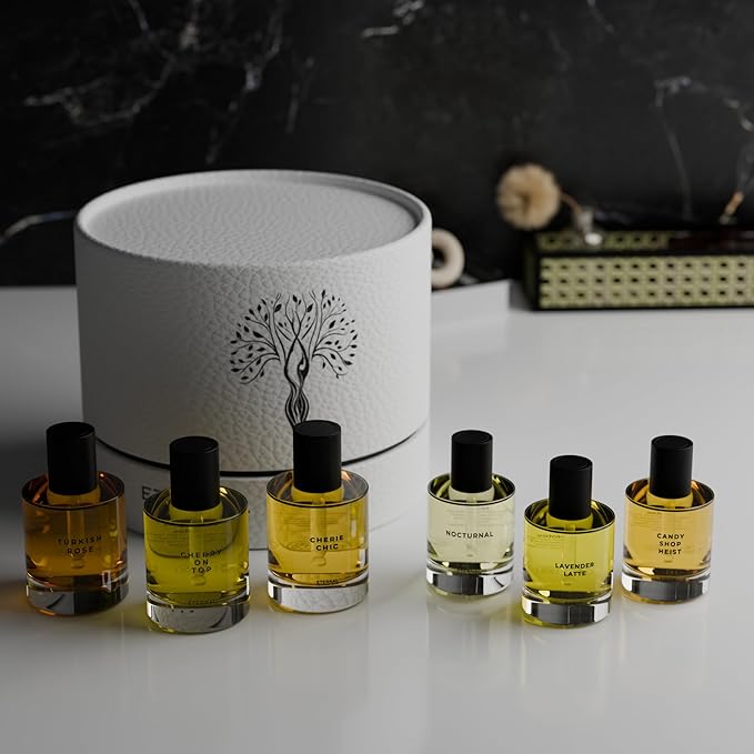 Eternal Perfume Oils Gift Box- Concentrated Perfume Oil Gift Set 6 - Oil-Based Perfume for Women & Men - Eau de Parfum - Cherry On Top, Cherry Chic, Turkish Rose, Lavender latte, Nocturnal, Candy Shop