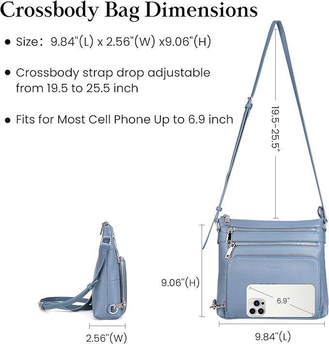 befen Genuine Leather Crossbody Bags for Women, Medium Anti-Theft Shoulder Purse with Built in RFID Wallet for Travel