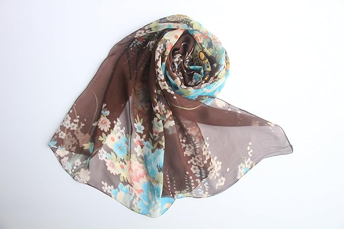 Pokeedioty Scarfs for Women Lightweight Fashion Scarves Elegant Floral Pattern Sheer Scarfs