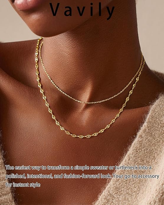 Link Gold Chain 14K Gold Plated Trendy Rope Paperclip Thick Chain Necklace Minimalist Layered Gold Chain Choker Necklaces for Women