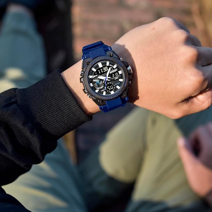 KXAITO Men's Watches Sports Outdoor Waterproof Military Watch Date Multi Function Tactics LED Alarm Stopwatch