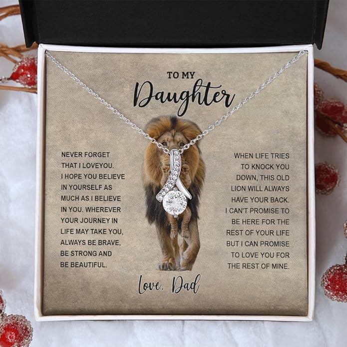 VIRAGIL To My Daughter Gift Necklace From Dad or Mom - Badass Daughter Jewelry With Heartfelt Message & Elegant Box