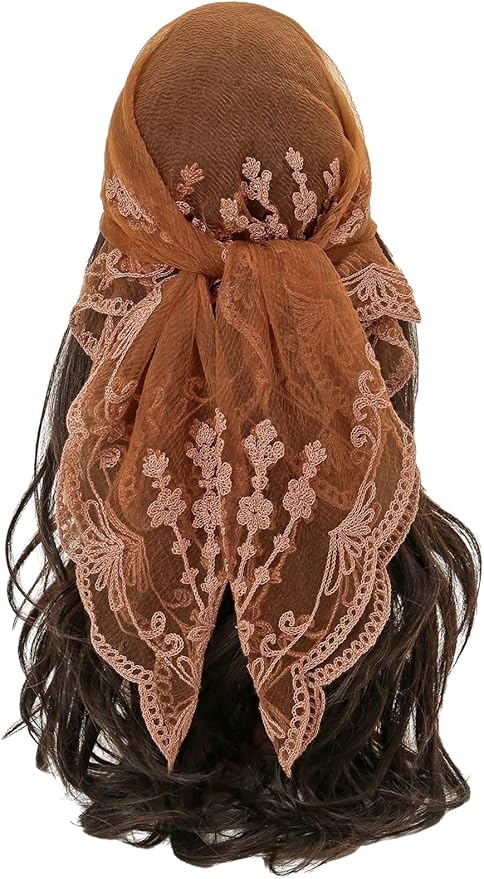 Floerns Women's Flower Embroidery Hair Scarf Headband Sheer Lace Hair Bandana