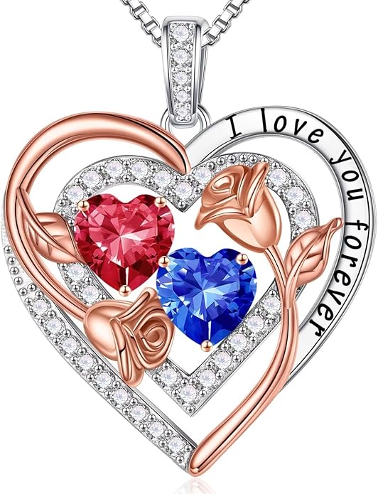 Iefil Mothers Day Gifts for Wife - Sterling Silver Birthstone Necklace Birthday Gifts for Her Wife