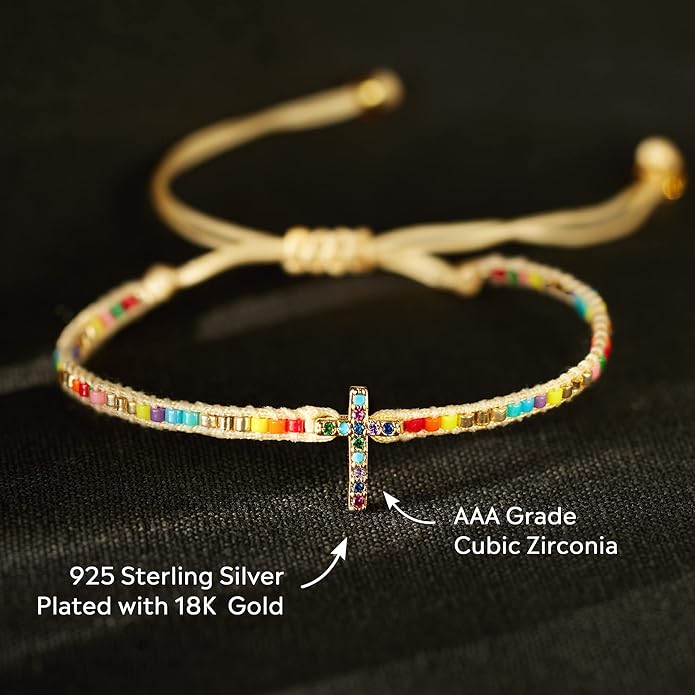 STORYJEWELLERY Christian Gifts for Women, Religious Confirmation and Baptism Gifts, Cross Bracelet for Women, Easter Gift, Encouragement Presents, Christian Jewelry