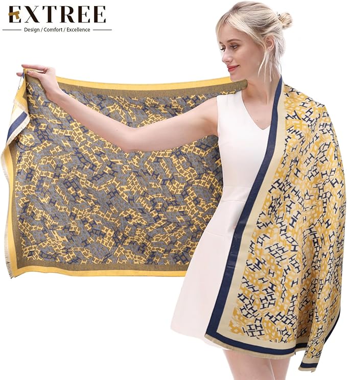EXTREE Scarfs for Women Pashmina Silky Shawl Wrap for Evening Dressing Blanket Open Front Poncho Cape