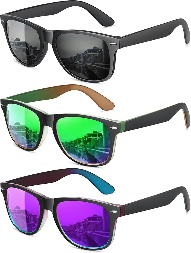 MEETSUN Polarized Sunglasses for Women Men Classic Retro Trendy Driving Sun Glasses UV400 Protection (3 Pack)