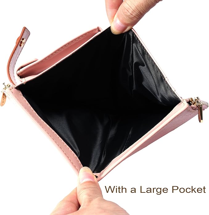 ANDOILT Wallet Women RFID Blocking Genuine Leather Bifold Multi Card Organizer Wristlet Purse Cell Phone Handbag