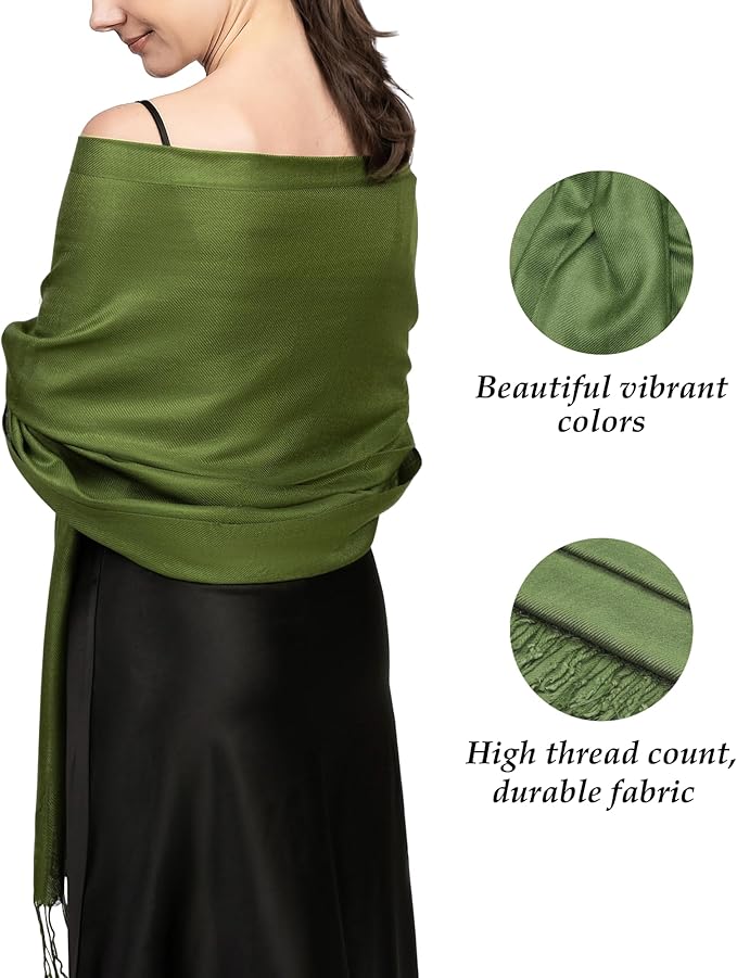 Achillea Soft Silky Pashmina Scarf for Women – Shawl Wrap for Evening Dresses, Bridesmaids, Weddings & Everyday Wear