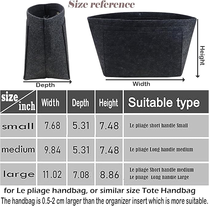 Purse Organizer Insert for le pliage large Handbags Insert Organizer1012grey-M