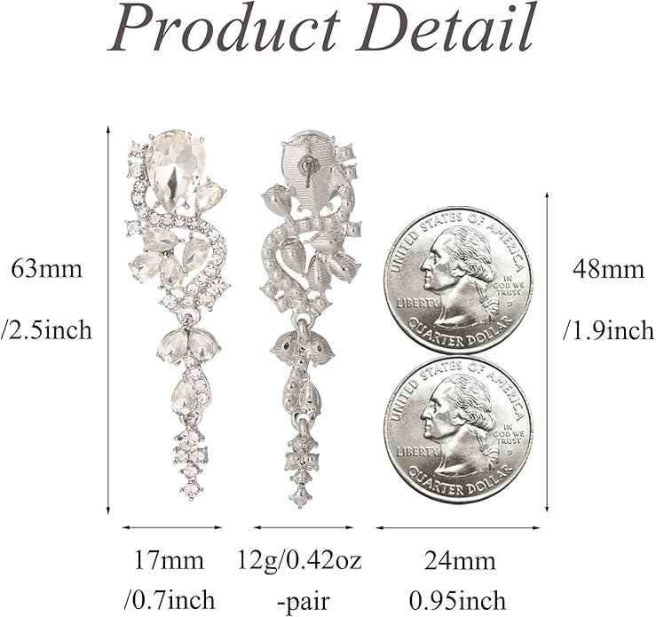 Fashion Rhinestone Statement Drop Dangle Earrings Long Colorful Crystal Bridal Wedding Teardrop Chandelier Earrings for Women Prom Pageant