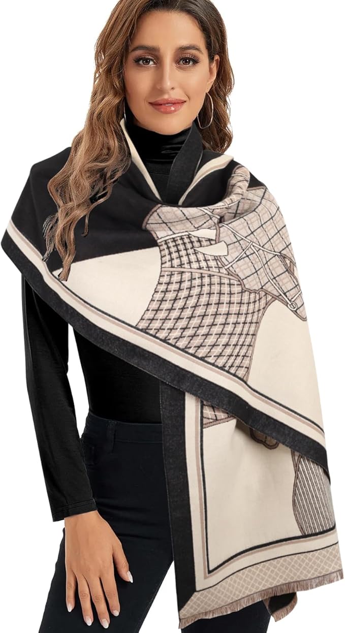 EXTREE Scarfs for Women Pashmina Silky Shawl Wrap for Evening Dressing Blanket Open Front Poncho Cape