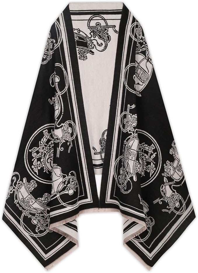 EXTREE Scarfs for Women Pashmina Silky Shawl Wrap for Evening Dressing Blanket Open Front Poncho Cape