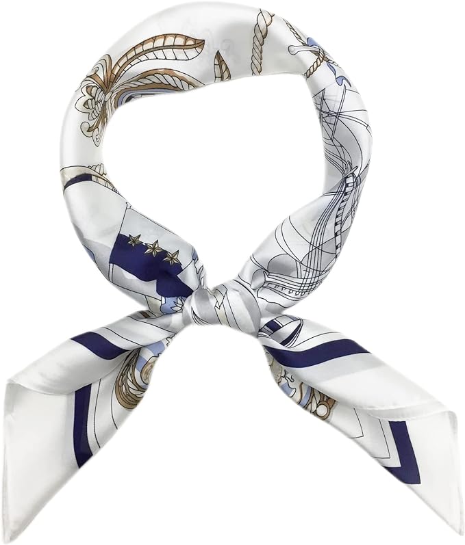 FONYVE Silk Feeling Scarf Medium Square Satin Head Scarf for Women 27.5 × 27.5 inches