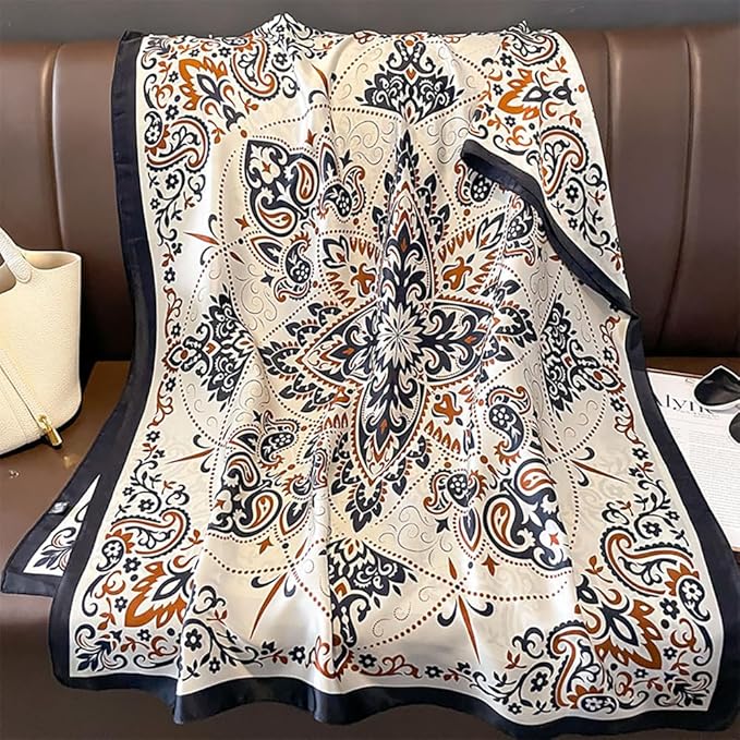 YOUR SMILE Large Mulberry Silk Feeling Long Stain Scarf Lightweight Sunscreen Shawls Wraps for Women