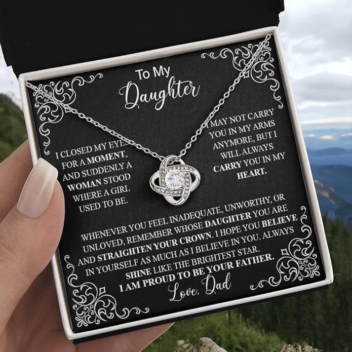 VIRAGIL To My Daughter Gift Necklace From Dad or Mom - Badass Daughter Jewelry With Heartfelt Message & Elegant Box