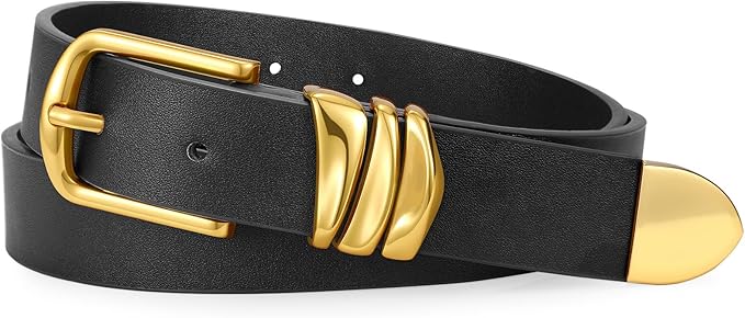 VONMELLI Women's Belt for Jeans Dress Leather Belt for Women Fashion Waist Ladies Belt with Silver Buckle