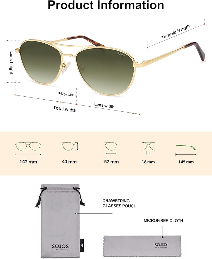 SOJOS Retro Polarized Aviator Sunglasses for Women Men Vintage 70s Style UV Protection Womens Mens Sun Glasses SJ1265