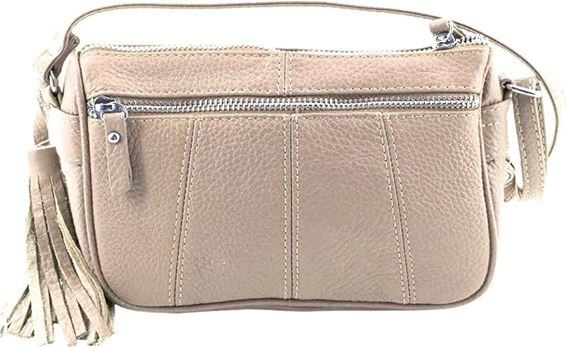 Cowhide Leather Women's Shoulder Purse Small Cross Body Organizer Bag with Many Pockets