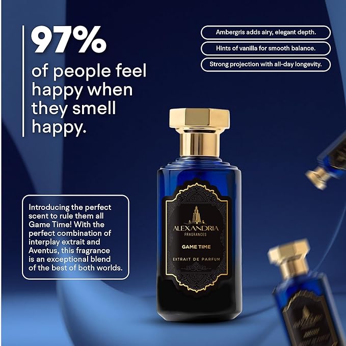 Alexandria Fragrances Game Time Extrait de Parfum - Luxury Long Lasting Perfume for Men & Women - Premium Unisex Fragrance with Sweet Airy Notes & Intoxicating scents - Perfumes Para Hombre 60ml