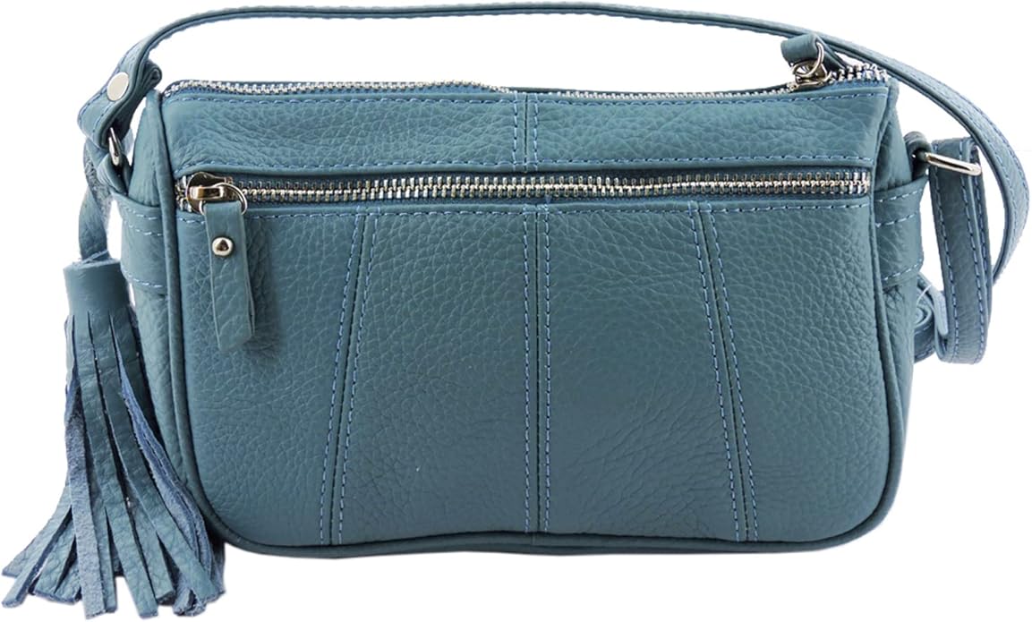 Cowhide Leather Women's Shoulder Purse Small Cross Body Organizer Bag with Many Pockets