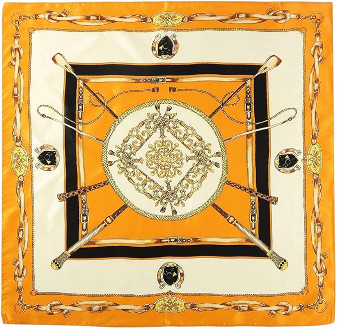 ANDANTINO 100% Real Mulberry Silk Scarf -21'' x 21''- Lightweight Neckerchief –Women Men Small Square Digital Printed Scarves