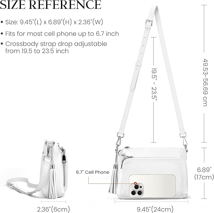 befen Anti Theft Genuine Leather Crossbody Bags for Women Handbags and Shoulder Basg with Built in Wallet RFID Leather Purse